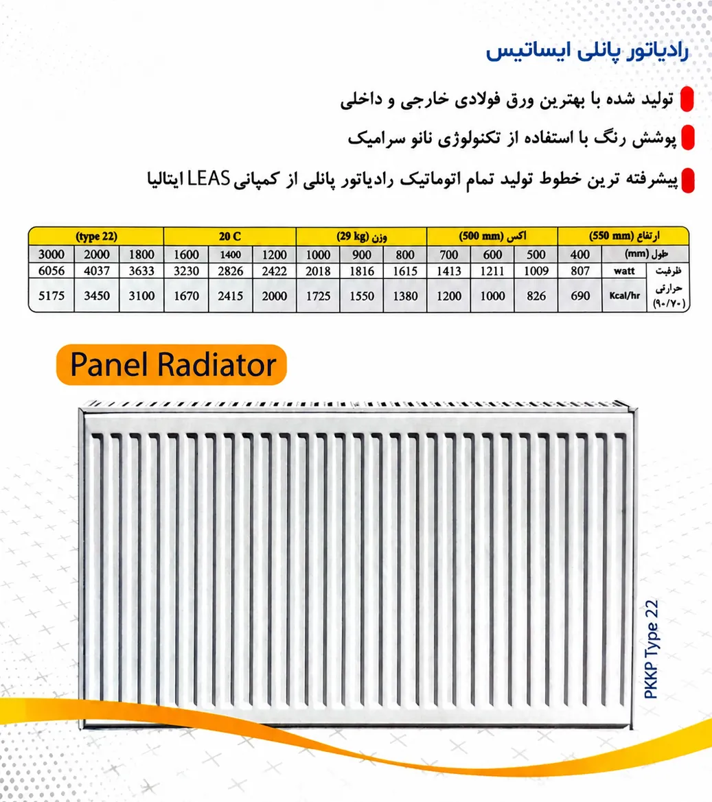 رادیاتور پانلی فولادی ایساتیس مدل آفتاب